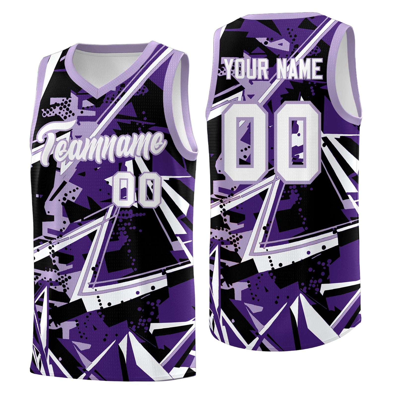 Custom Youth Basketball Jerseys Purple Light Purple Abstract Graffiti Urban Style Personalized Uniform