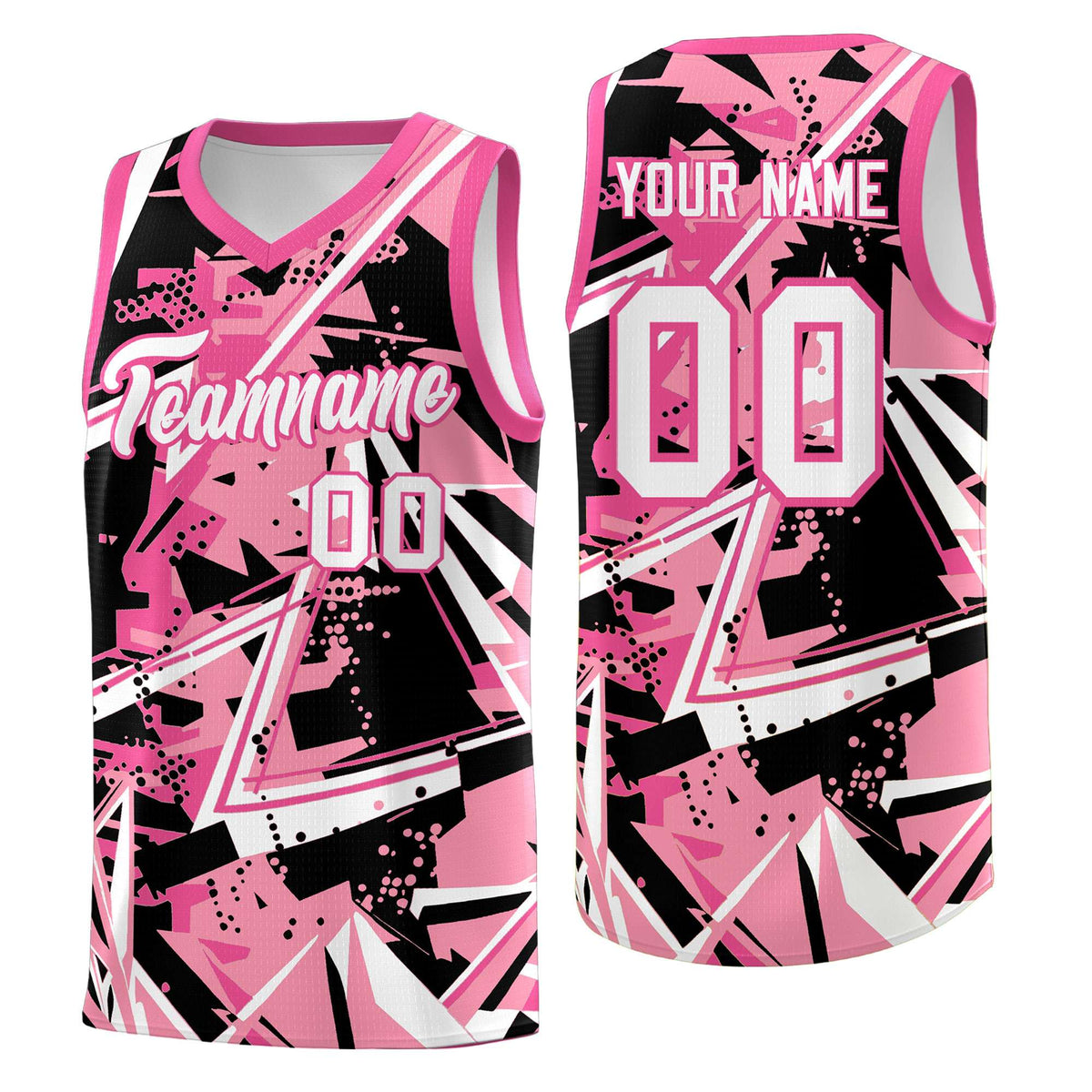 Custom Youth Basketball Jerseys Light Pink Rose Red Abstract Graffiti Personalized Team Name &amp; Number