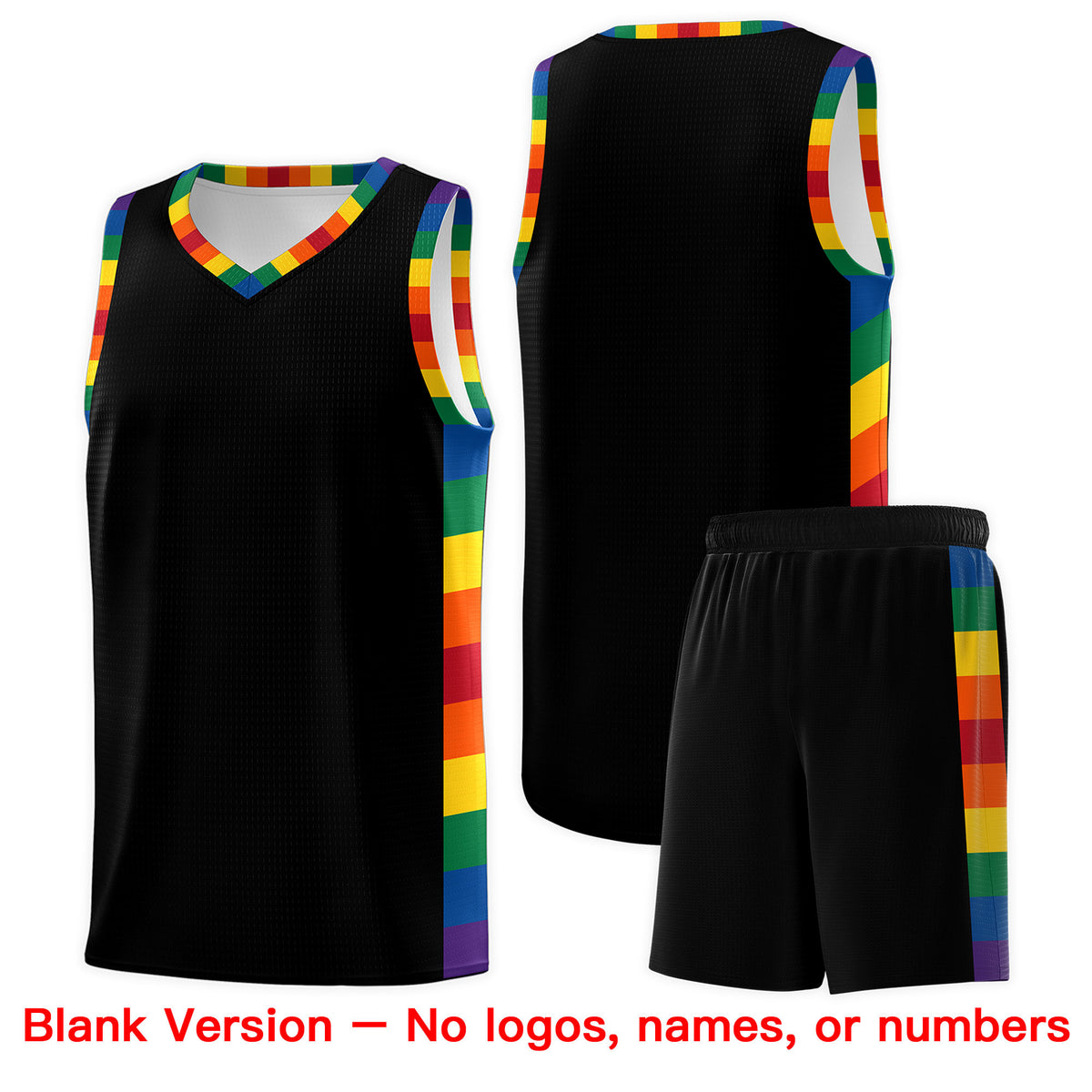 Custom Black LGBT Rainbow For Pride Month Sports Uniform Basketball Jersey