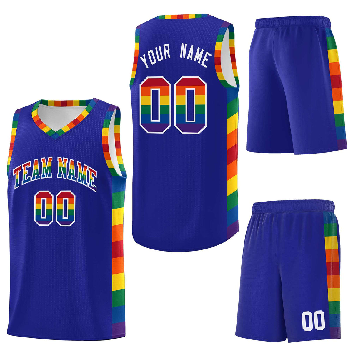 Custom Royal LGBT Rainbow For Pride Month Sports Uniform Basketball Jersey