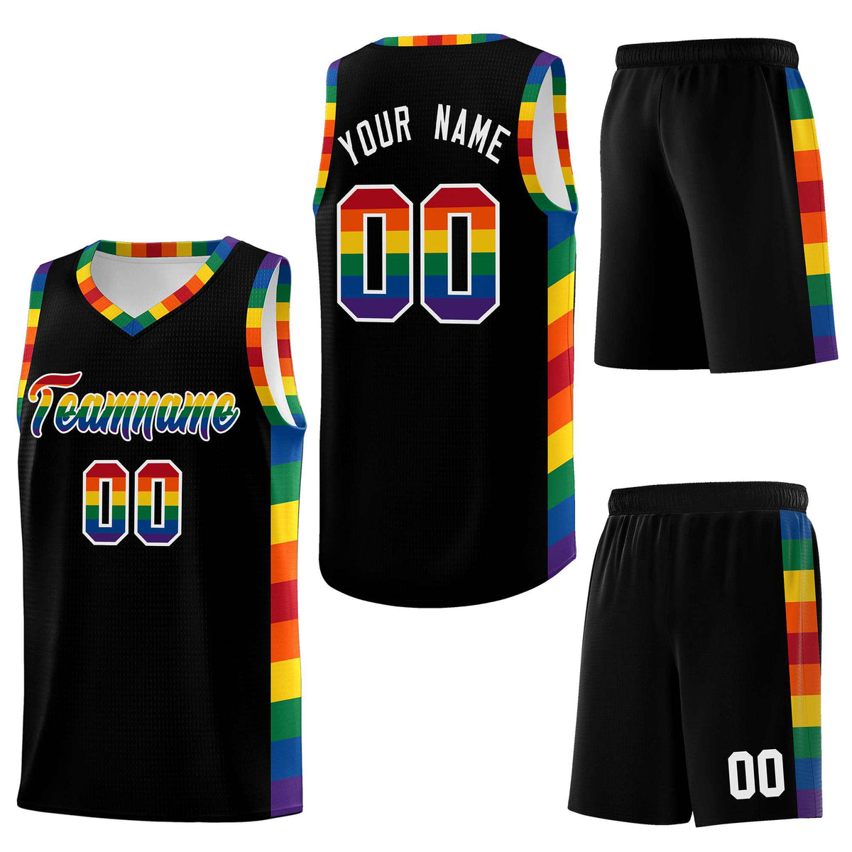 Custom Black LGBT Rainbow For Pride Month Sports Uniform Basketball Jersey