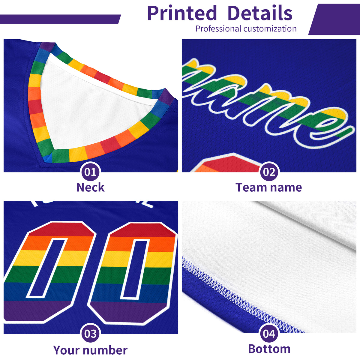 Custom Light Purple LGBT Rainbow For Pride Month Sports Uniform Basketball Jersey