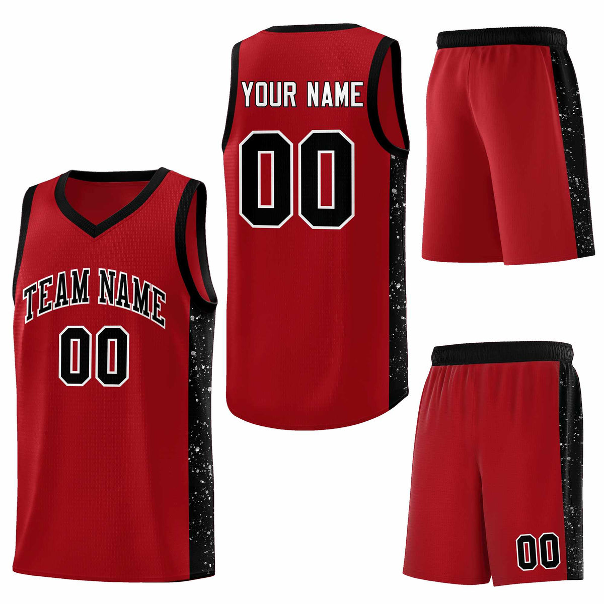 Custom Red Black-White Side Splash Sports Uniform Basketball Jersey