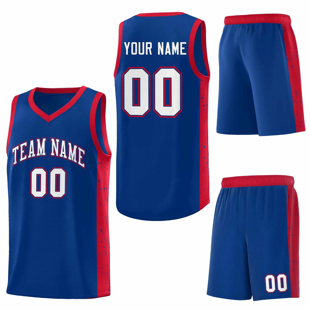 Custom Royal White-Royal Side Splash Sports Uniform Basketball Jersey