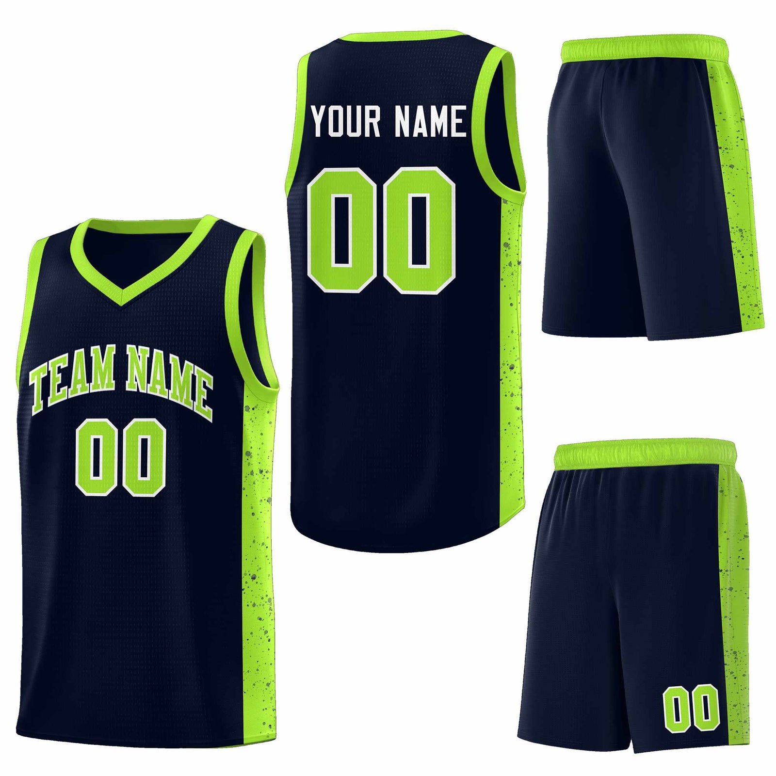 Custom Purple Neon Green-White Side Splash Sports Uniform Basketball Jersey
