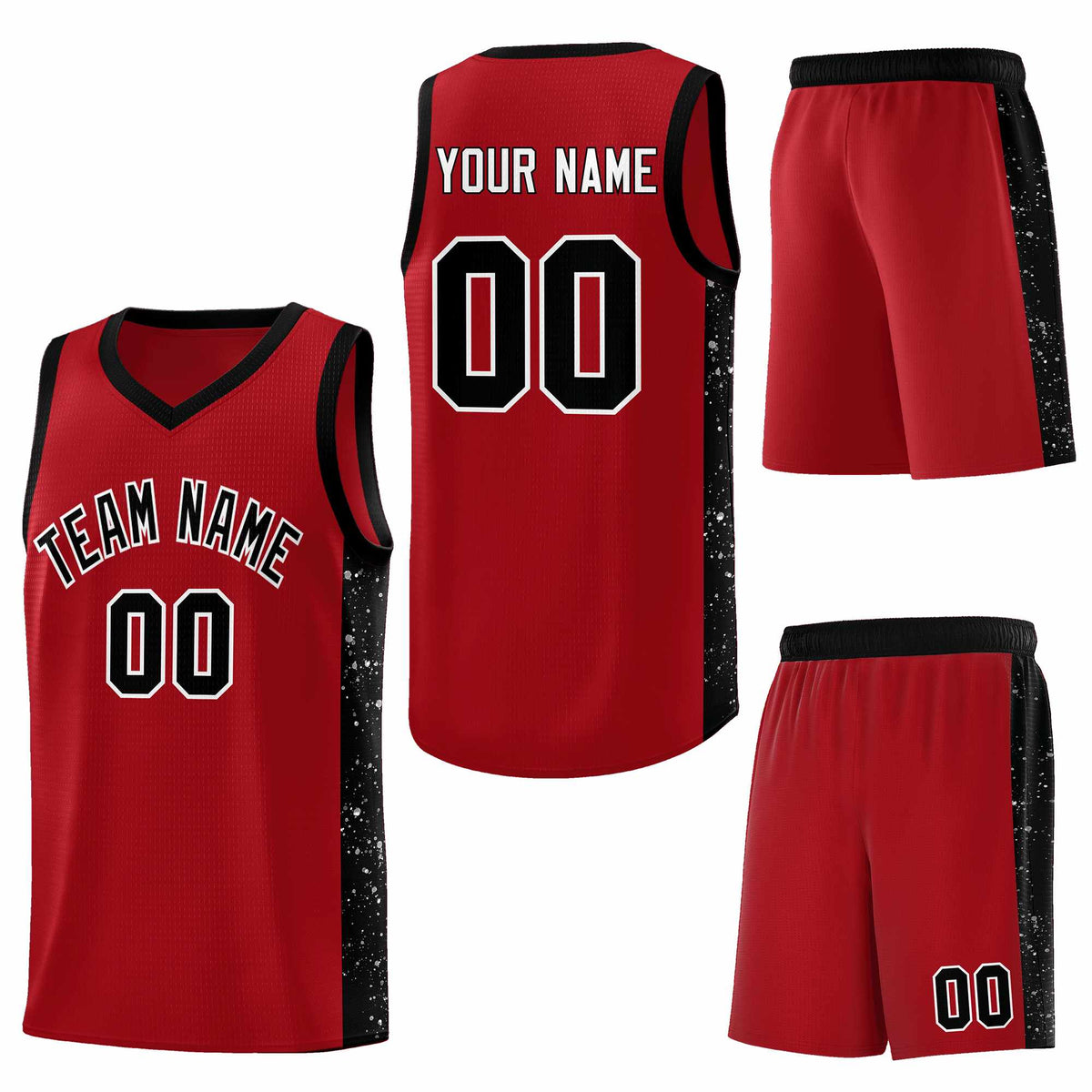Custom Red Black-White Side Splash Sports Uniform Basketball Jersey