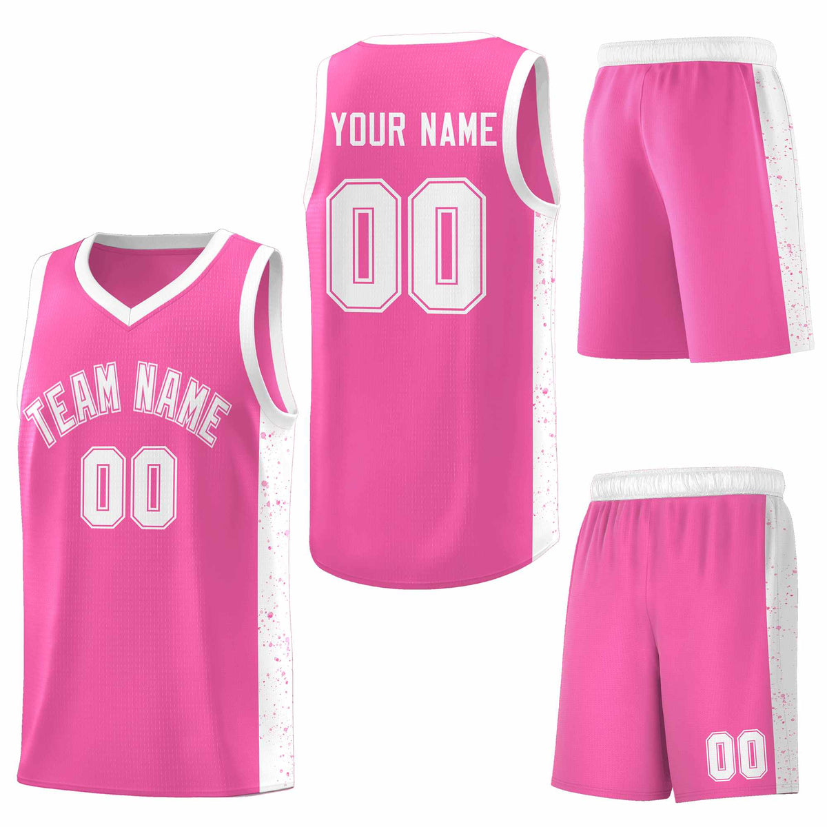 Custom Pink White Side Splash Sports Uniform Basketball Jersey