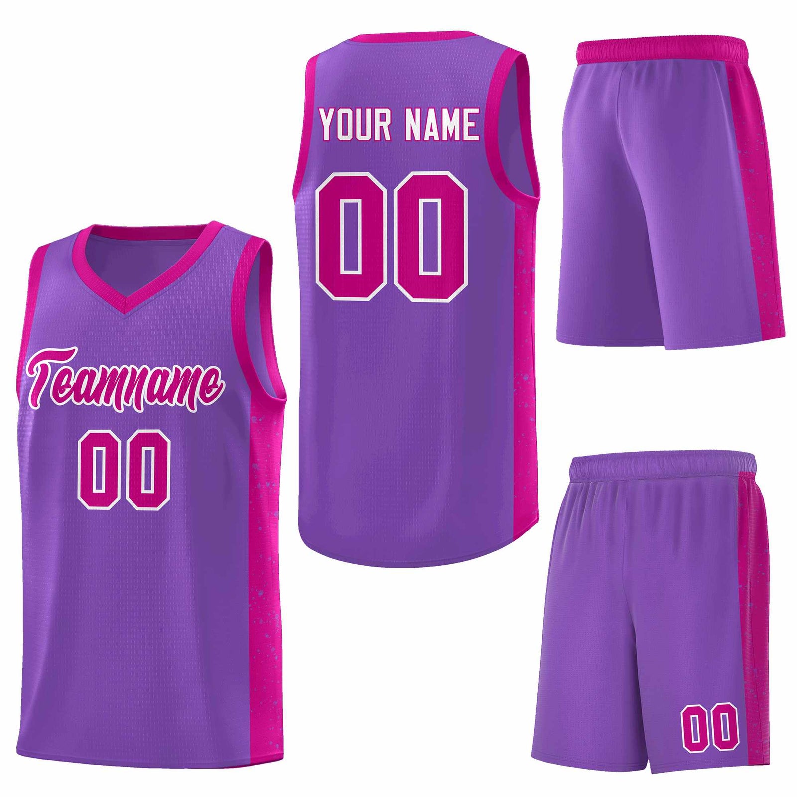 Custom Purple Red-White Side Splash Sports Uniform Basketball Jersey