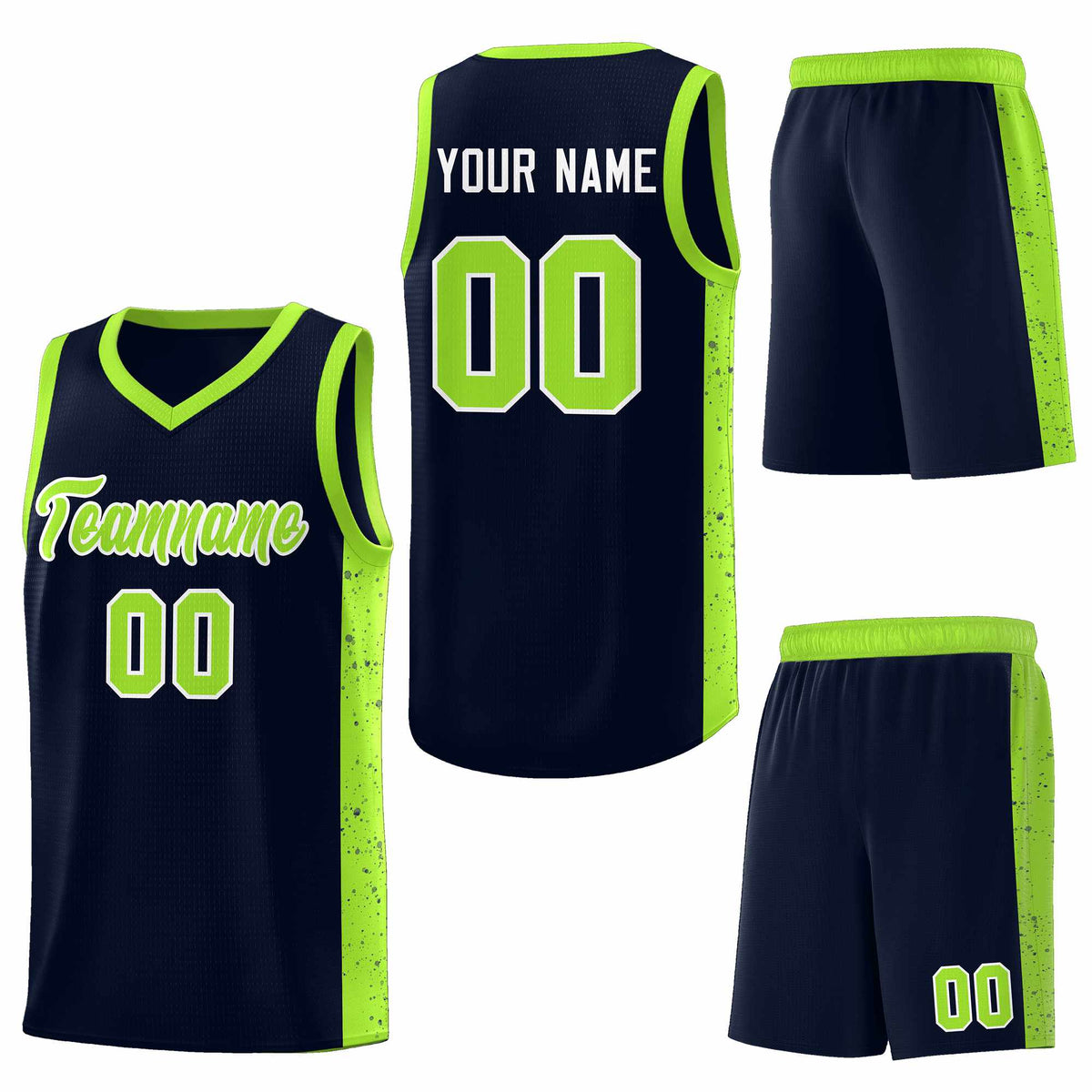 Custom Purple Neon Green-White Side Splash Sports Uniform Basketball Jersey