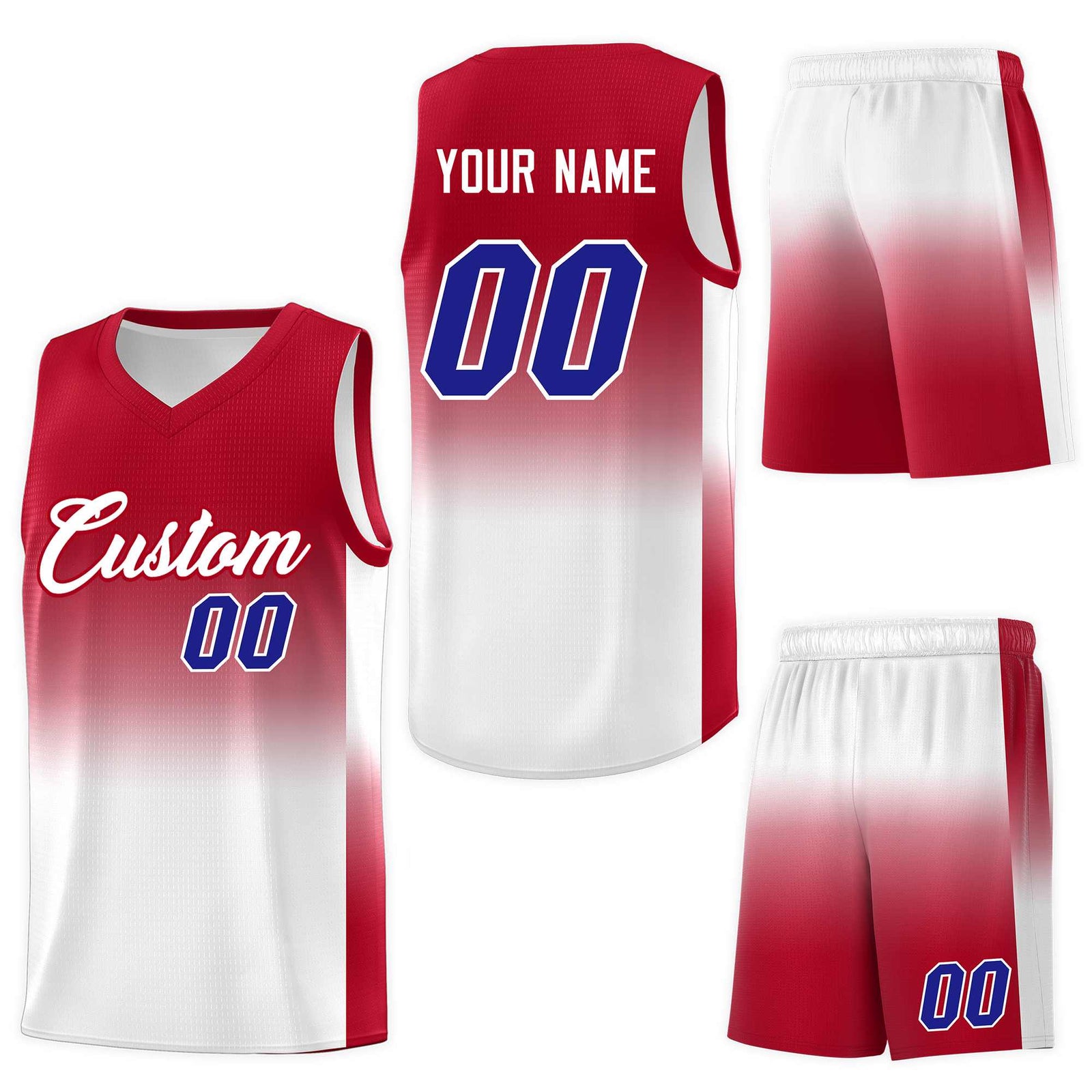 Custom Red White Gradient Fashion Sets Sports Uniform Basketball Jersey