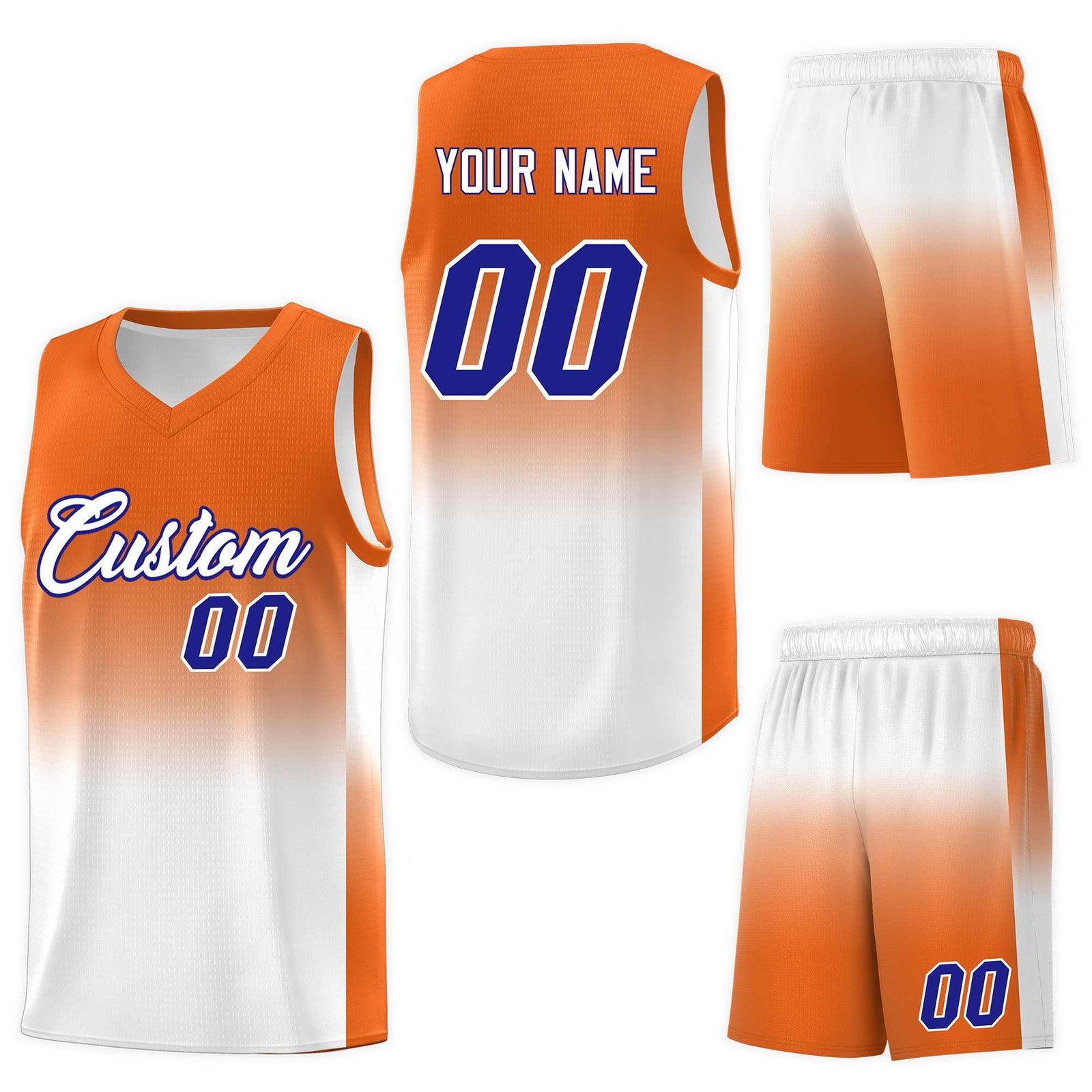 Custom Orange White Gradient Fashion Sets Sports Uniform Basketball Jersey