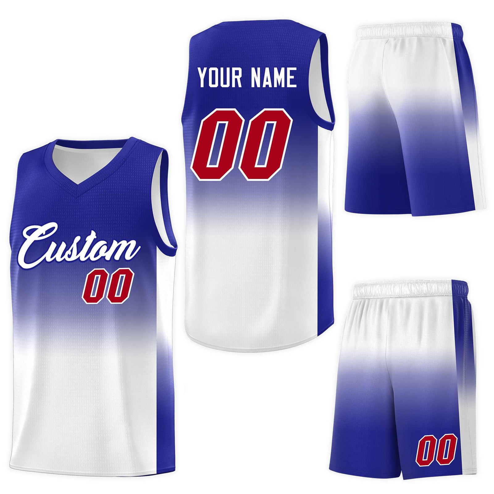 Custom Royal White Gradient Fashion Sets Sports Uniform Basketball Jersey