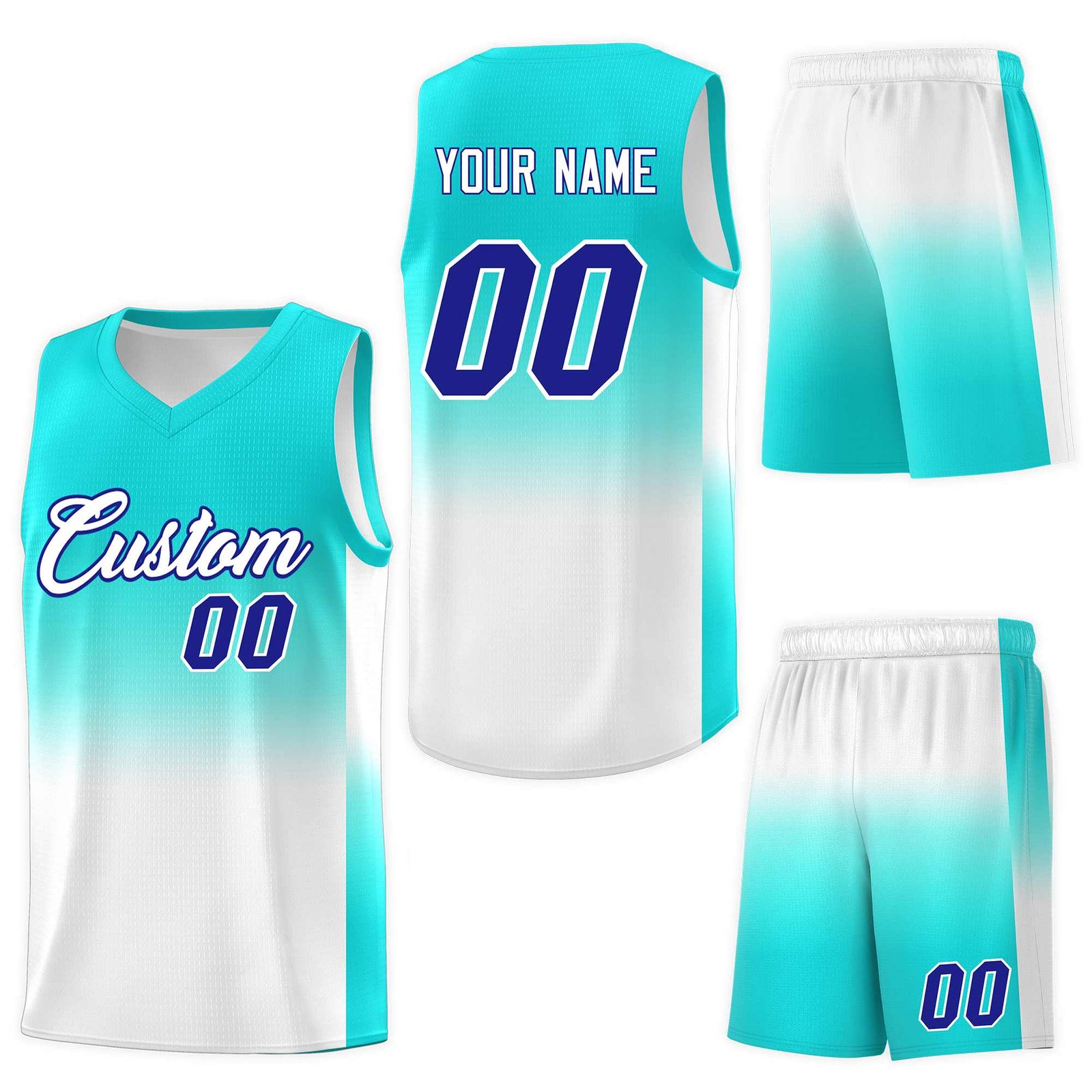 Custom Bright Green White Gradient Fashion Sets Sports Uniform Basketball Jersey