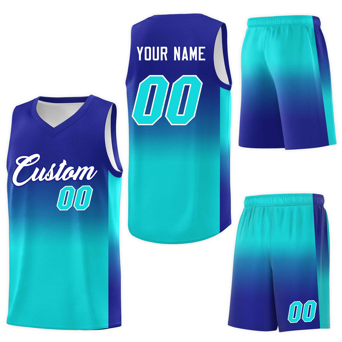 Custom Royal Bright Green Gradient Fashion Sets Sports Uniform Basketball Jersey