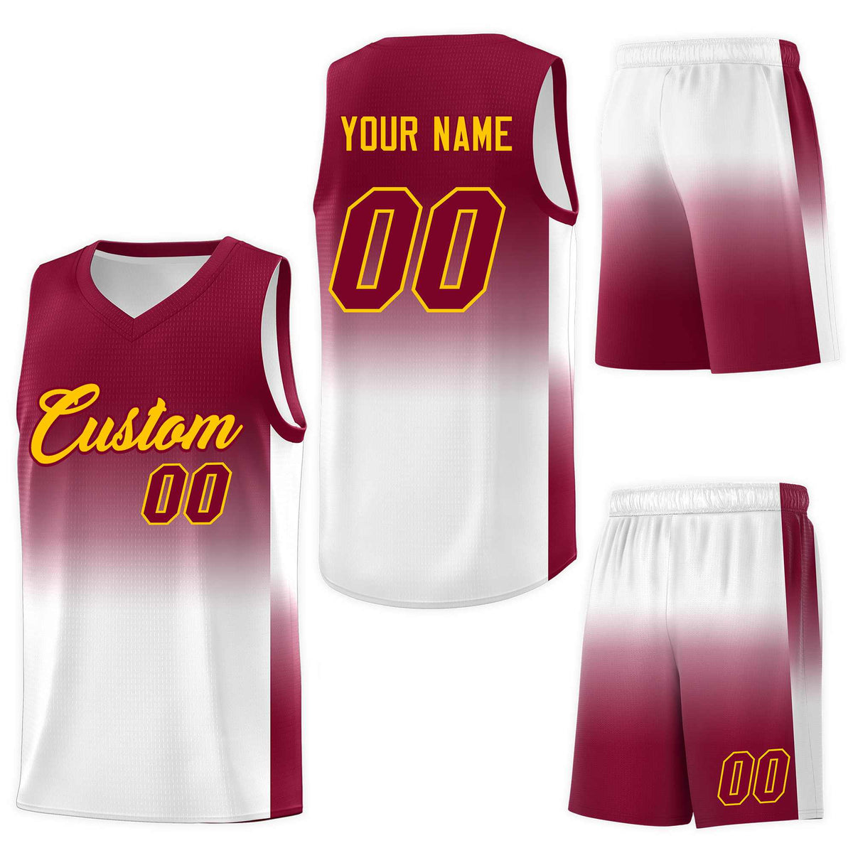 Custom Crimson White Gradient Fashion Sets Sports Uniform Basketball Jersey