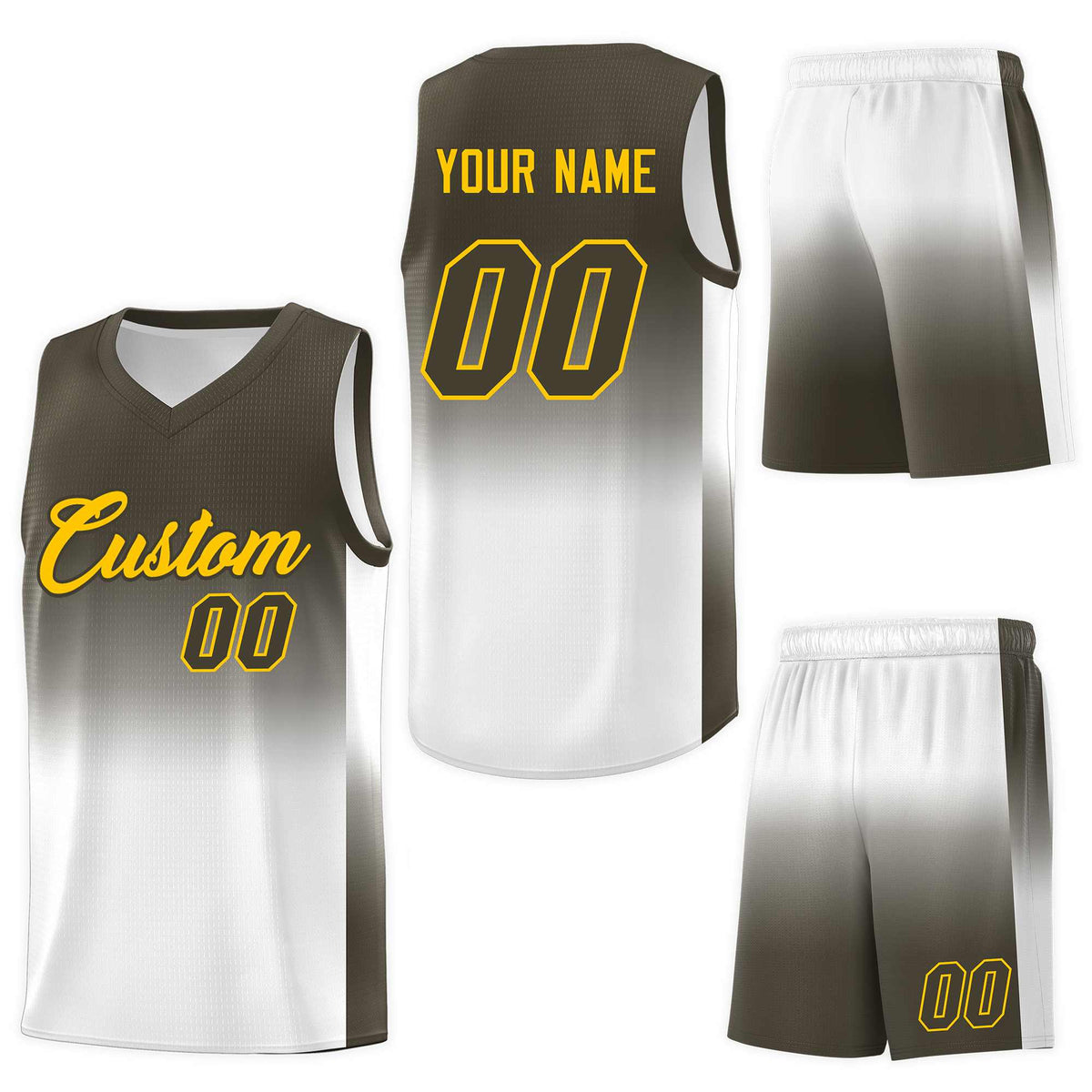 Custom Olive White Gradient Fashion Sets Sports Uniform Basketball Jersey