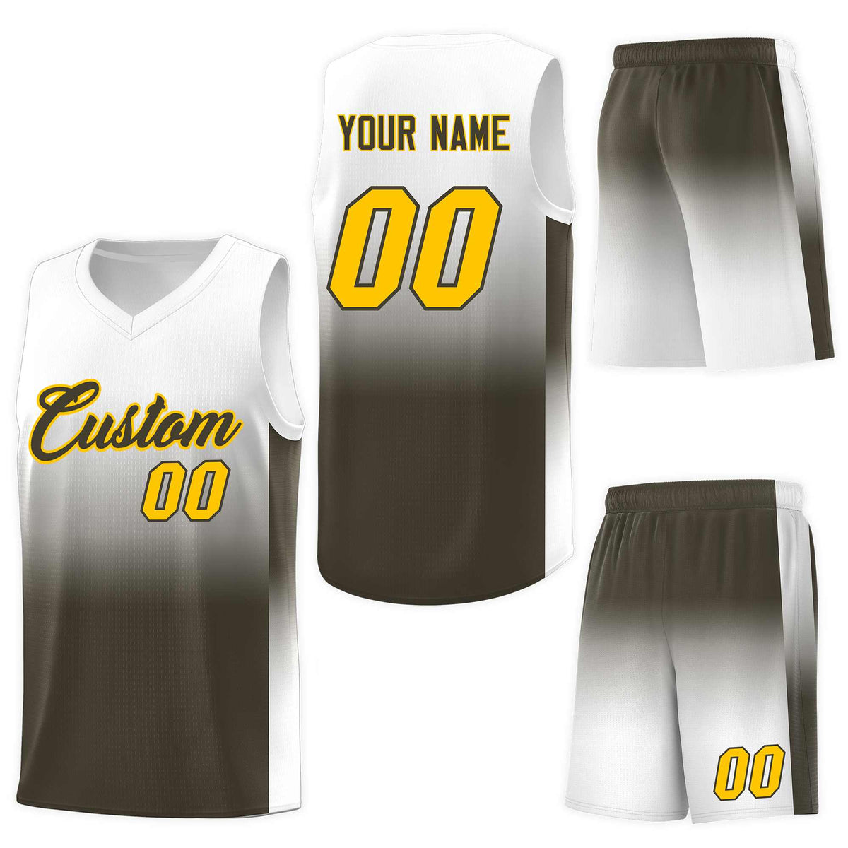 Custom White Olive Gradient Fashion Sets Sports Uniform Basketball Jersey