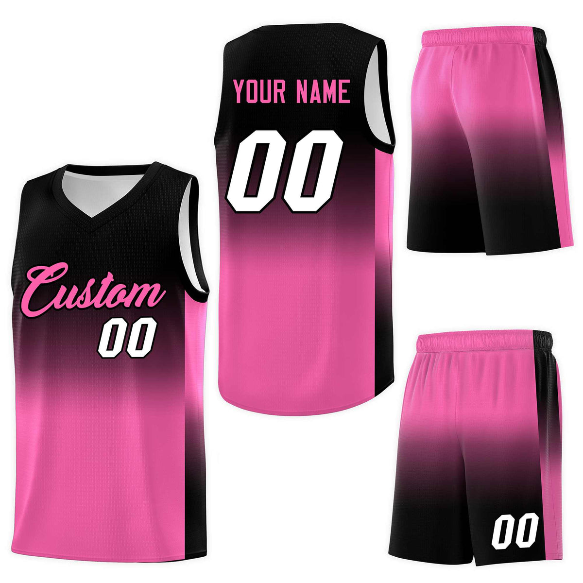 Custom Black Pink Gradient Fashion Sets Sports Uniform Basketball Jersey