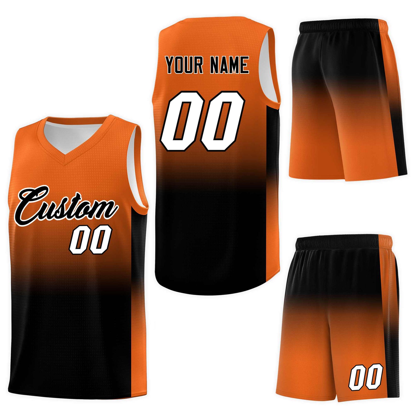 Custom Orange Black Gradient Fashion Sets Sports Uniform Basketball Jersey