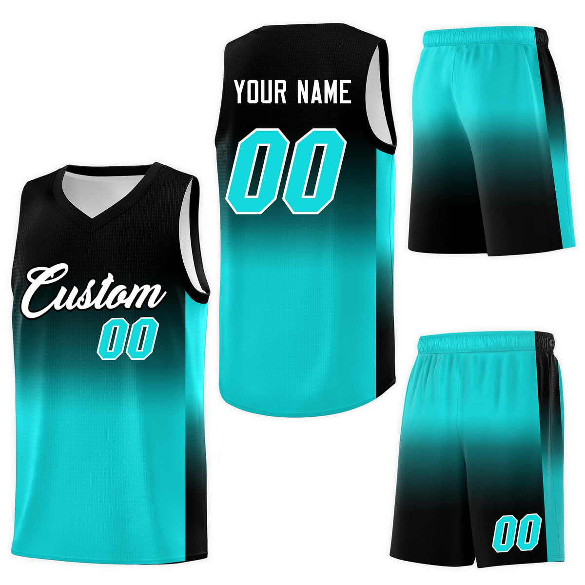 Custom Black Bright Green Gradient Fashion Sets Sports Uniform Basketball Jersey