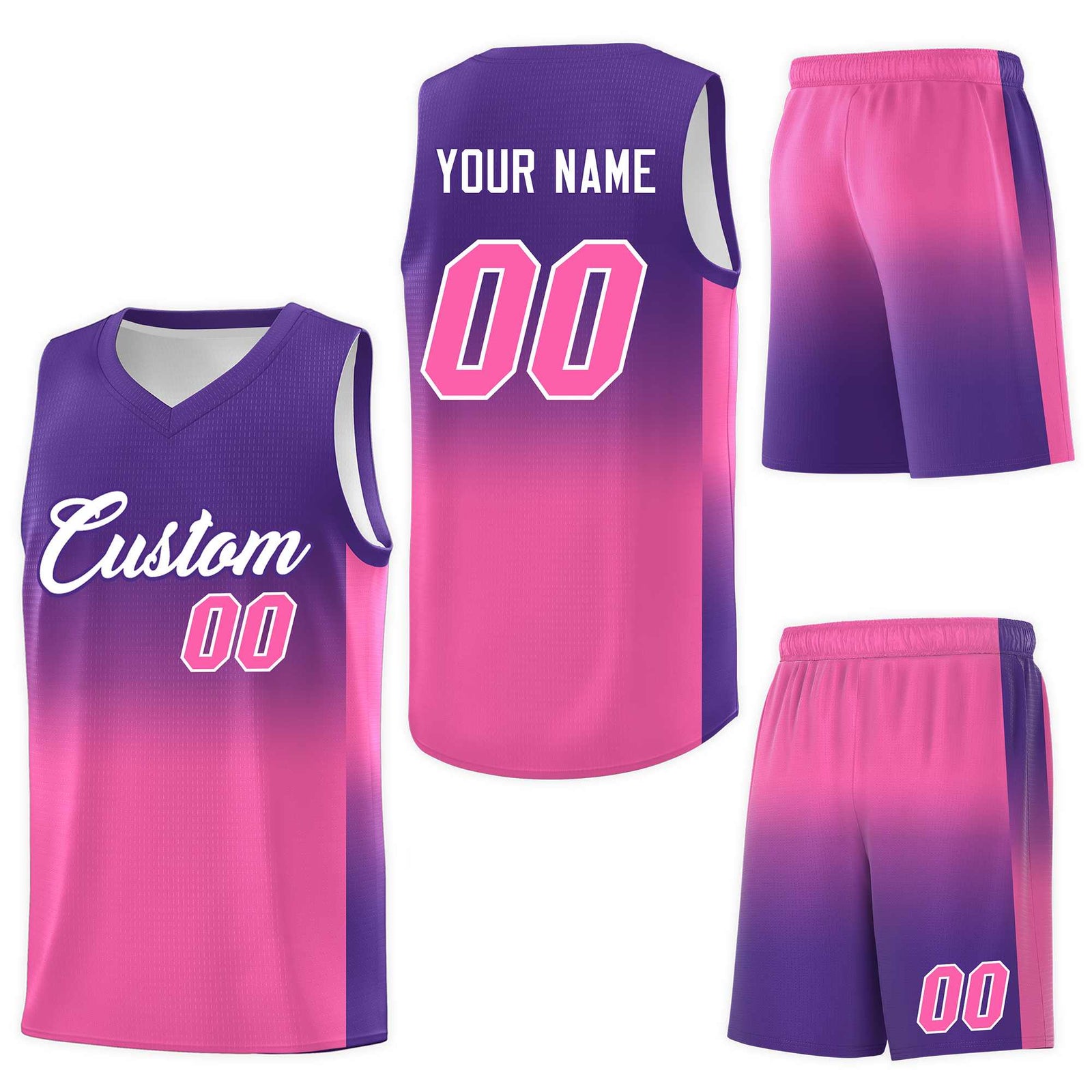 Custom Purple Pink Gradient Fashion Sets Sports Uniform Basketball Jersey