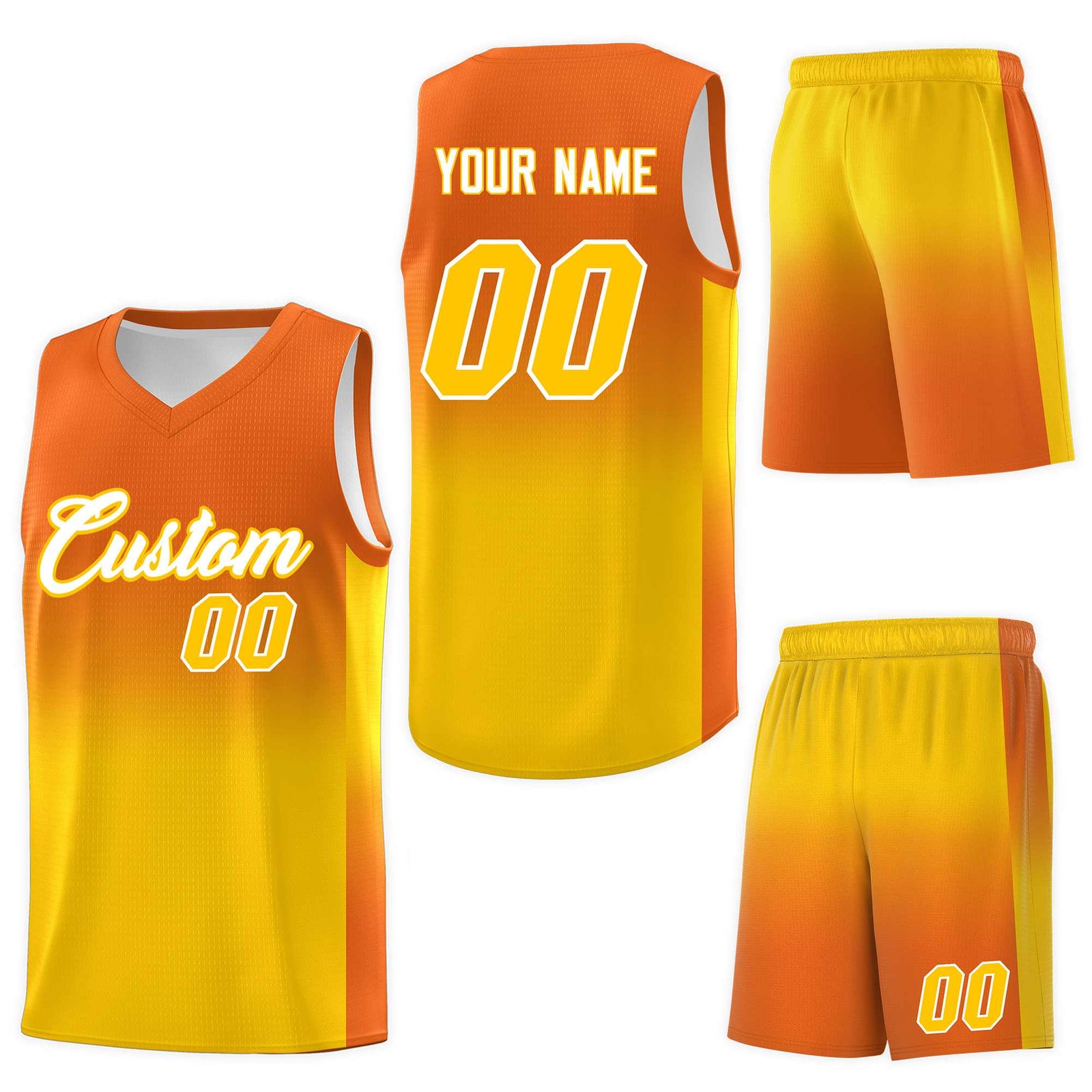 Custom Orange Gold Gradient Fashion Sets Sports Uniform Basketball Jersey