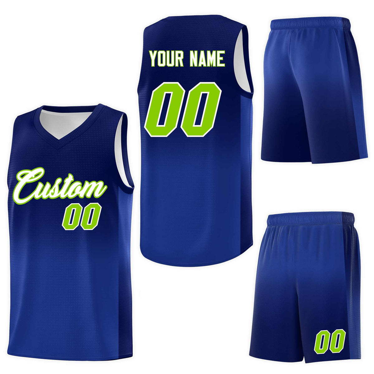 Custom Navy Royal Gradient Fashion Sets Sports Uniform Basketball Jersey