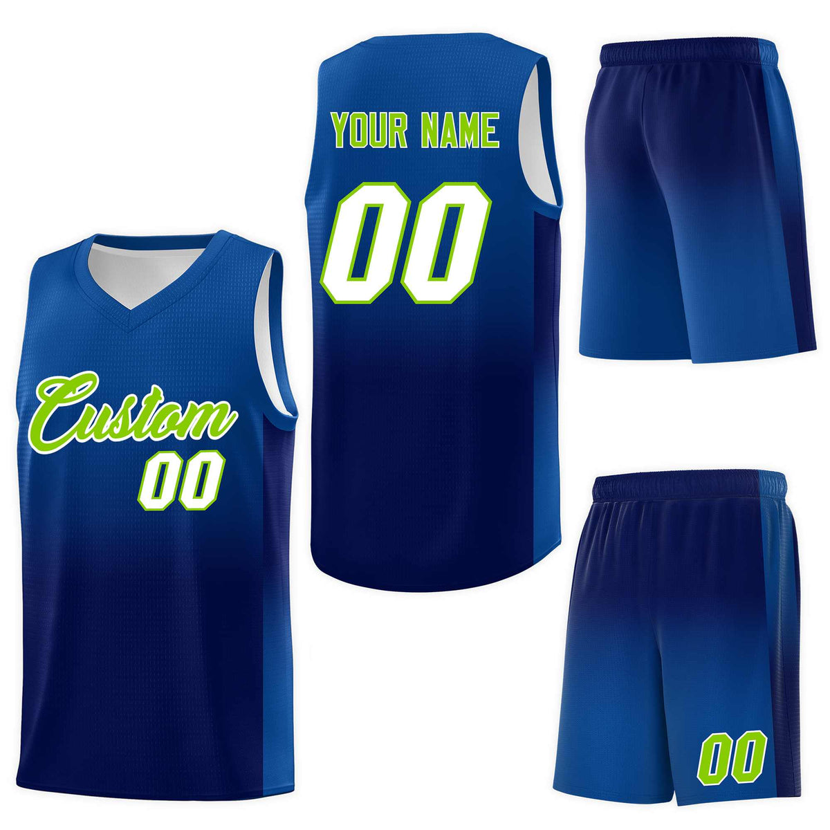 Custom Royal Navy Gradient Fashion Sets Sports Uniform Basketball Jersey