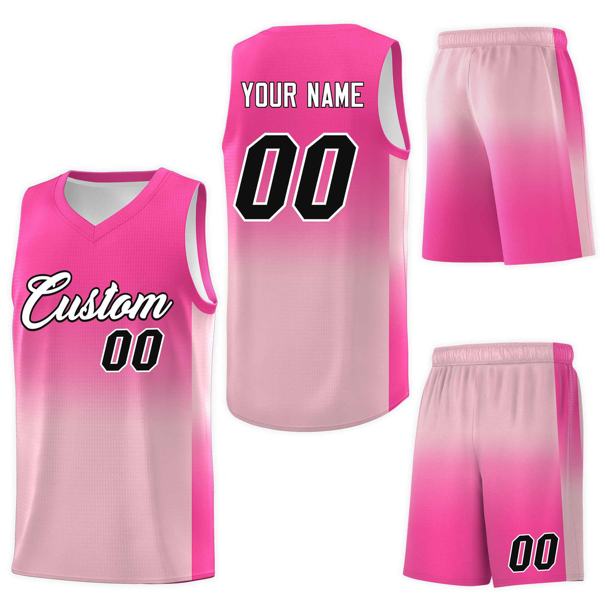 Custom Pink Light Pink Gradient Fashion Sets Sports Uniform Basketball Jersey
