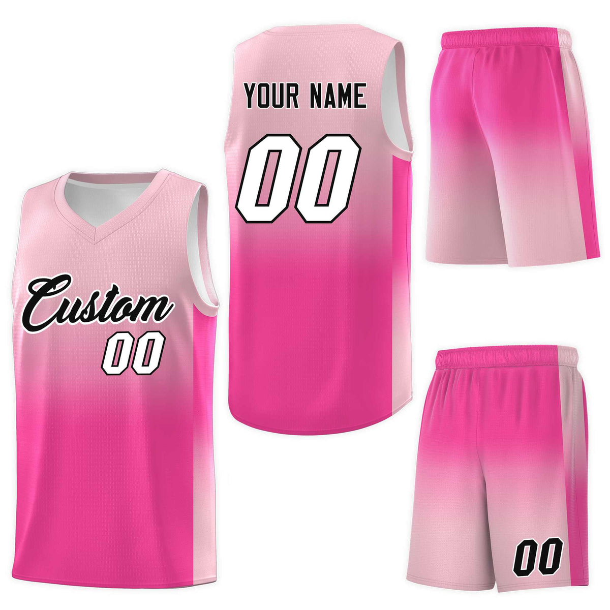 Custom Light Pink Pink Gradient Fashion Sets Sports Uniform Basketball Jersey