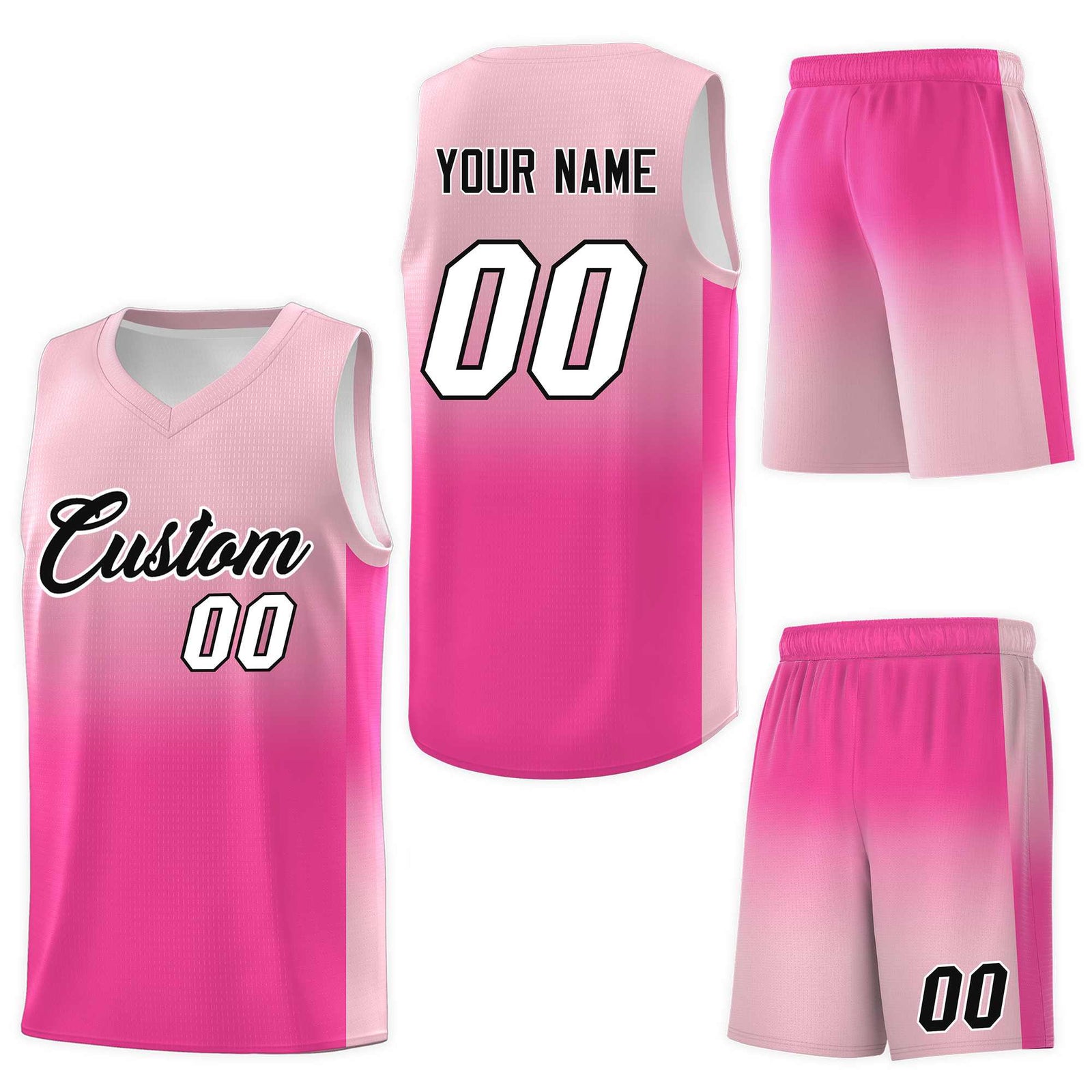 Custom Light Pink Pink Gradient Fashion Sets Sports Uniform Basketball Jersey