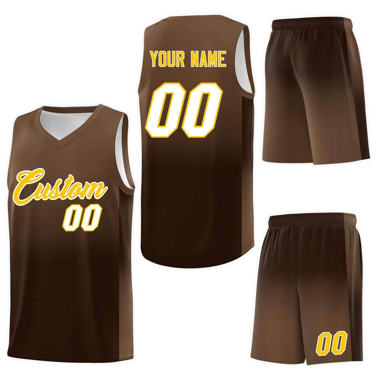 Custom Light Brown Brown Gradient Fashion Sets Sports Uniform Basketball Jersey