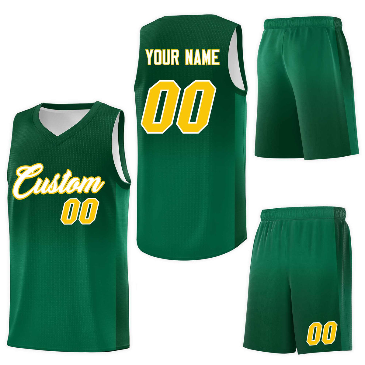 Custom Green Kelly Green Gradient Fashion Sets Sports Uniform Basketball Jersey