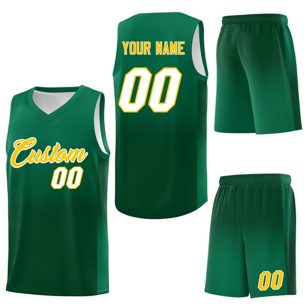 Custom Kelly Green Green Gradient Fashion Sets Sports Uniform Basketball Jersey
