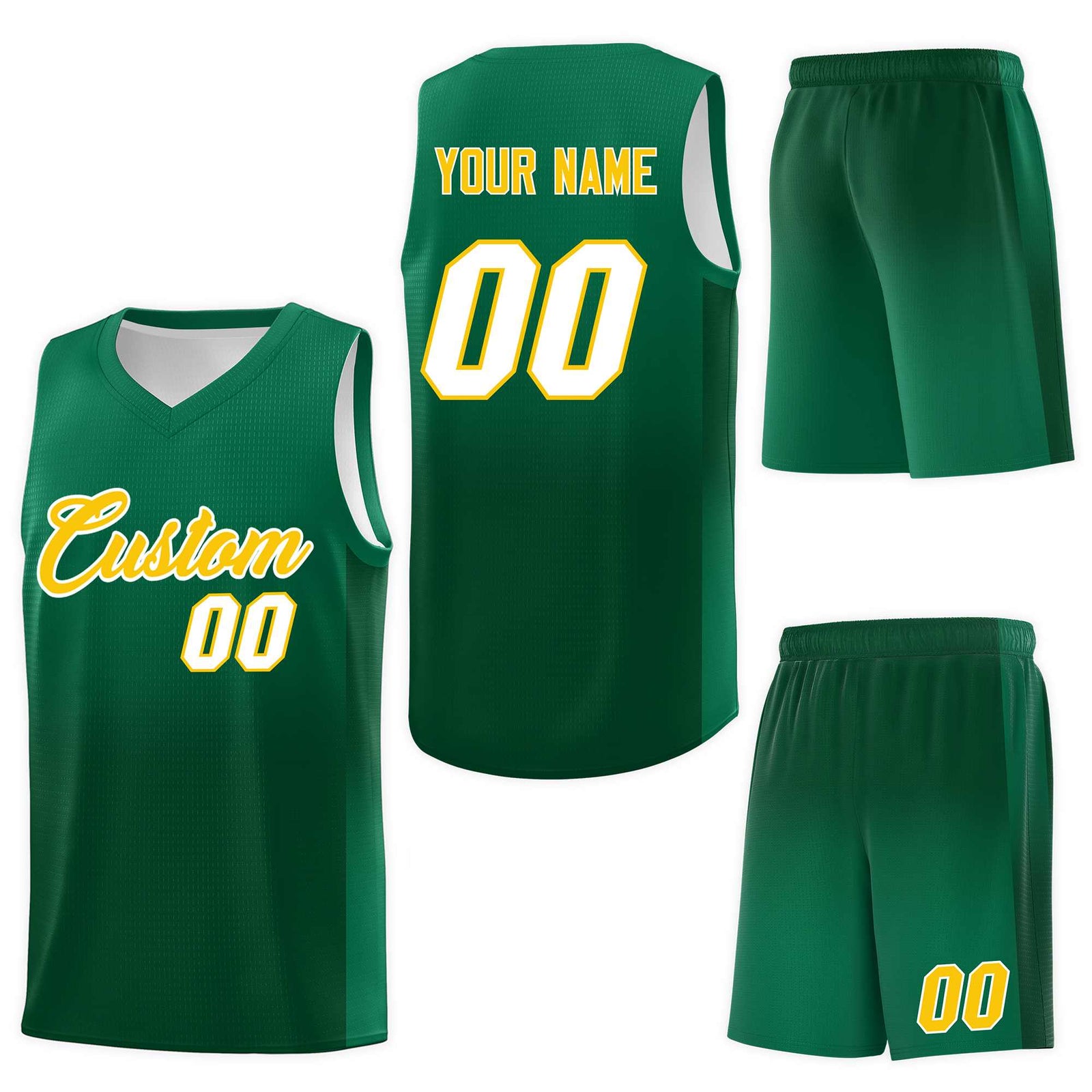 Custom Kelly Green Green Gradient Fashion Sets Sports Uniform Basketball Jersey