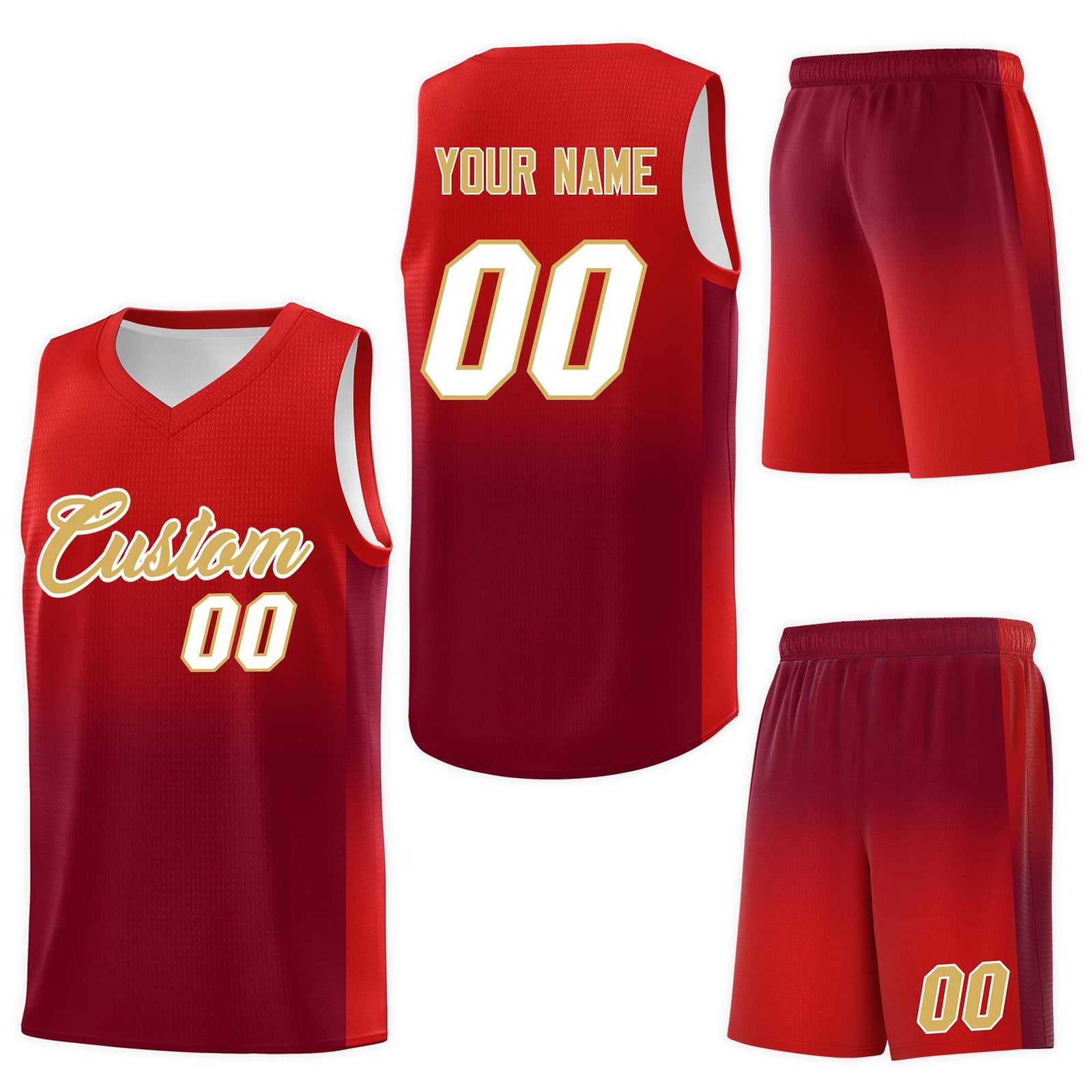 Custom Red Crimson Gradient Fashion Sets Sports Uniform Basketball Jersey