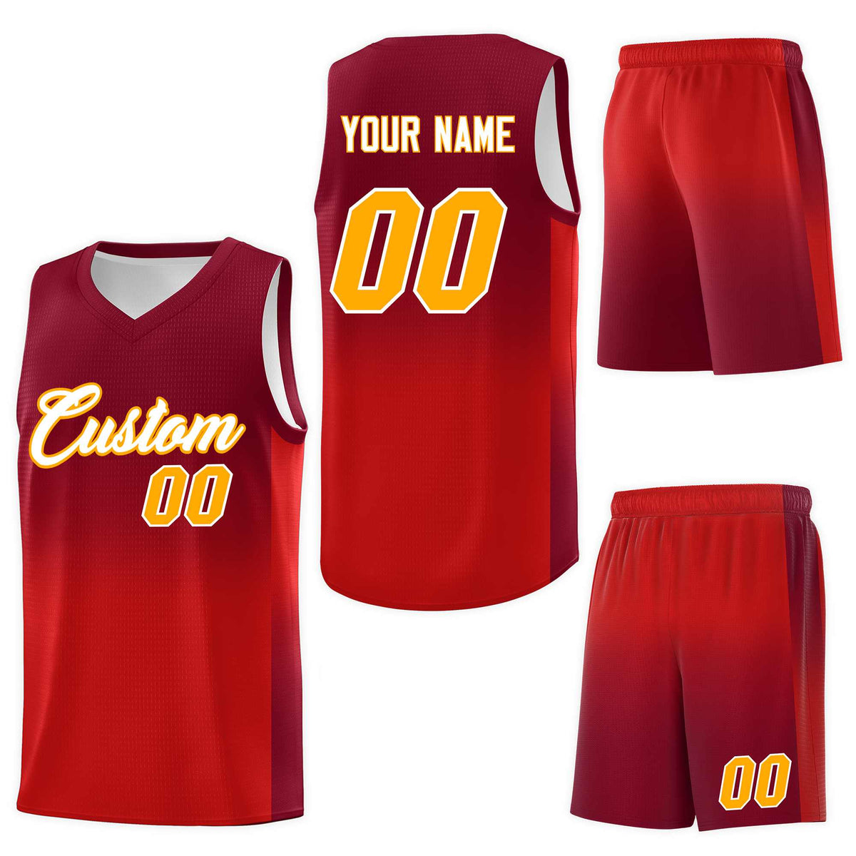 Custom Crimson Red Gradient Fashion Sets Sports Uniform Basketball Jersey