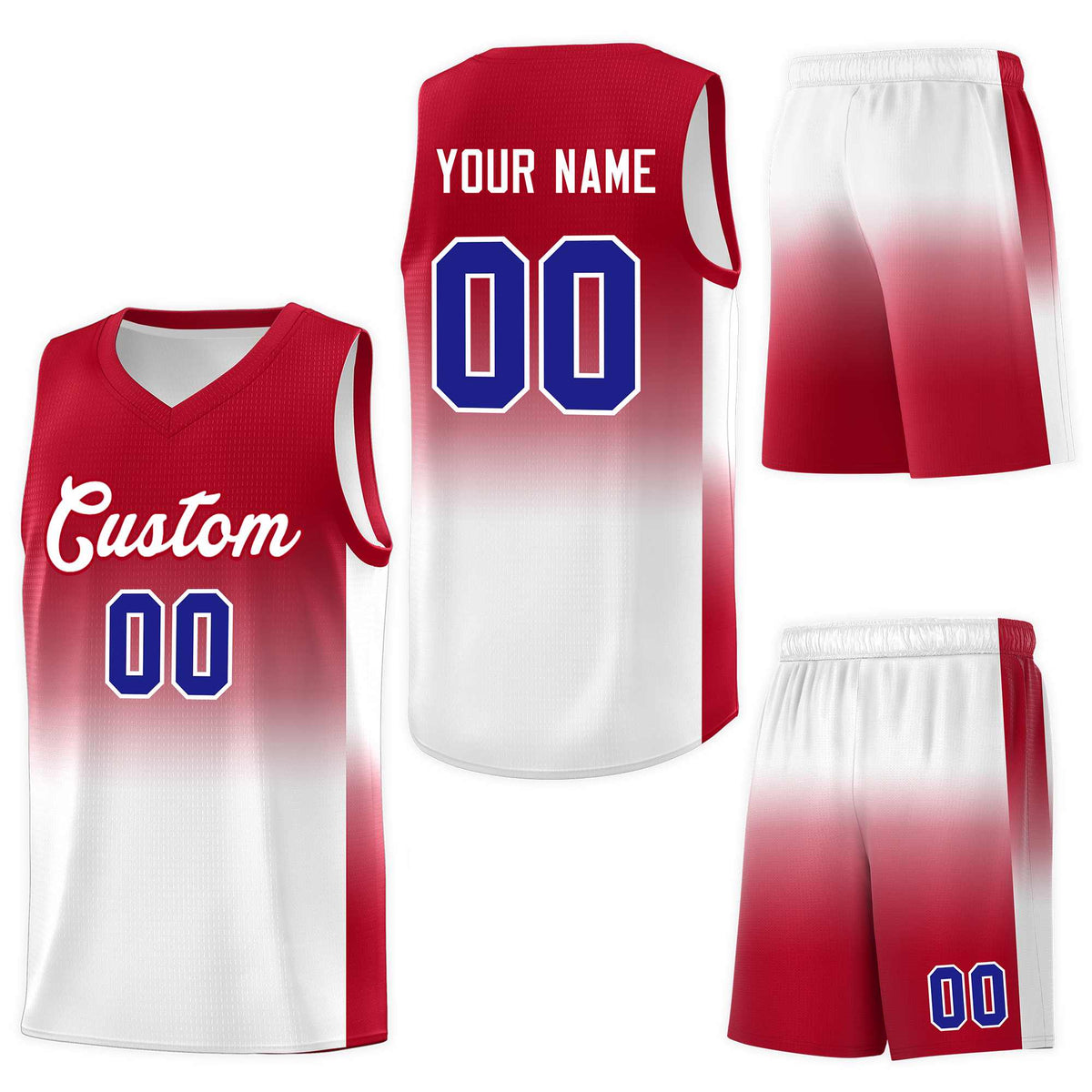Custom Red White Gradient Fashion Sets Sports Uniform Basketball Jersey
