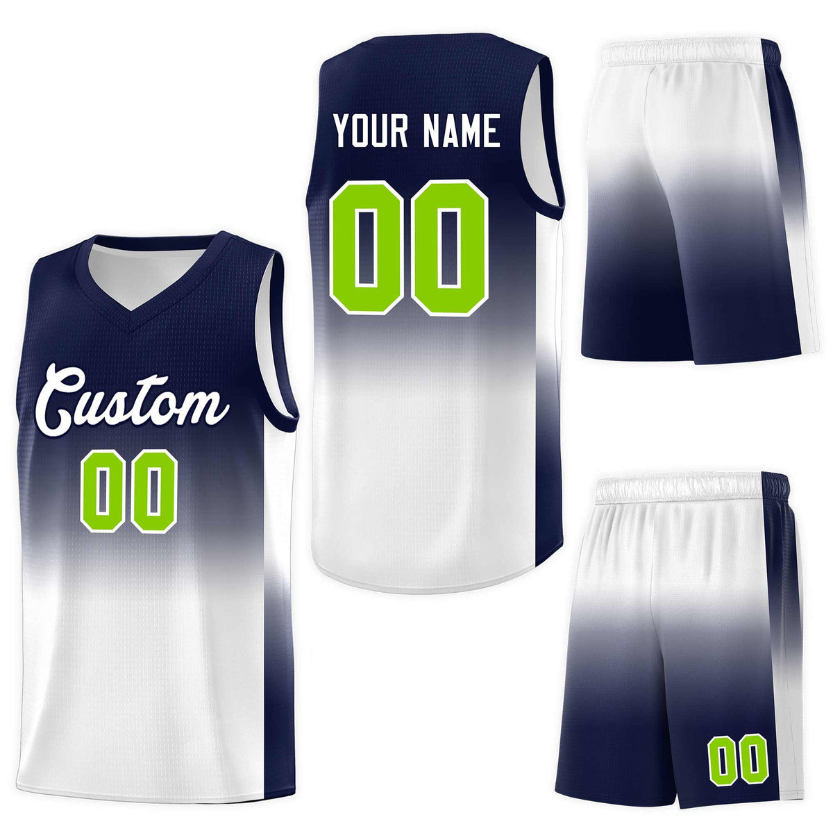 Custom Navy White Gradient Fashion Sets Sports Uniform Basketball Jersey