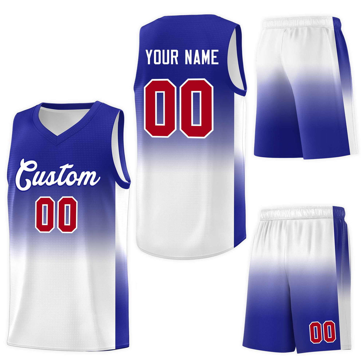Custom Royal White Gradient Fashion Sets Sports Uniform Basketball Jersey
