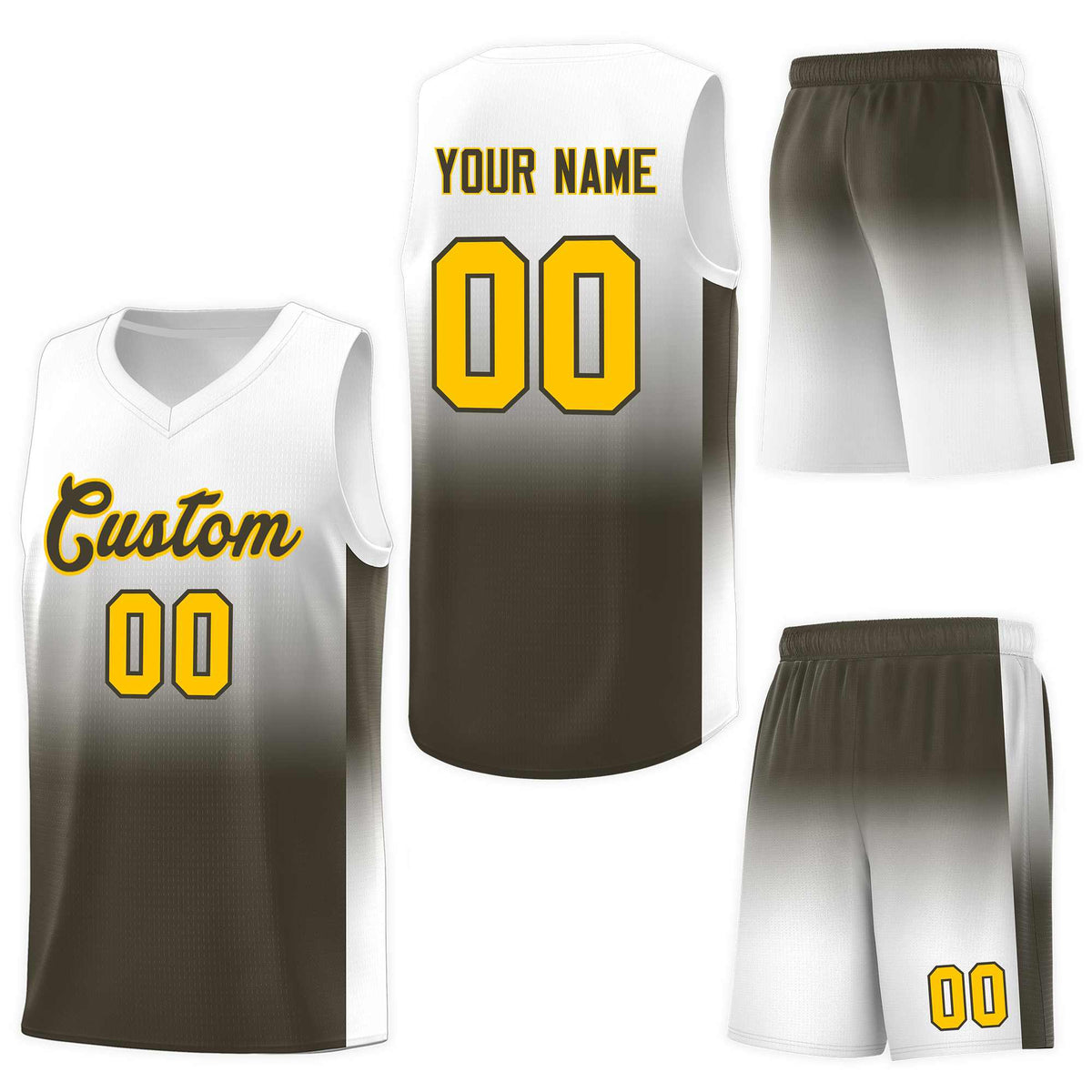 Custom White Olive Gradient Fashion Sets Sports Uniform Basketball Jersey