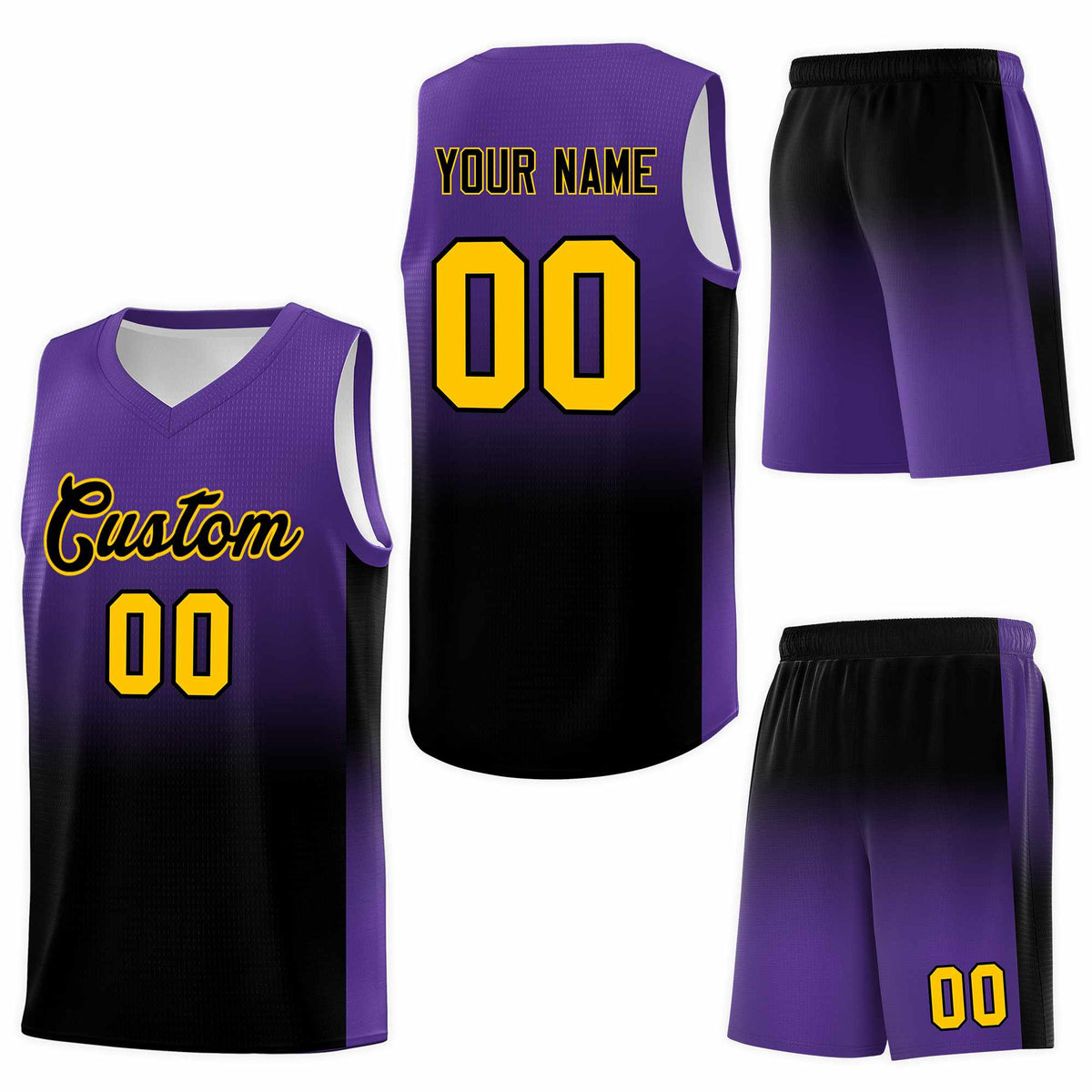 Custom Purple Black Gradient Fashion Sets Sports Uniform Basketball Jersey