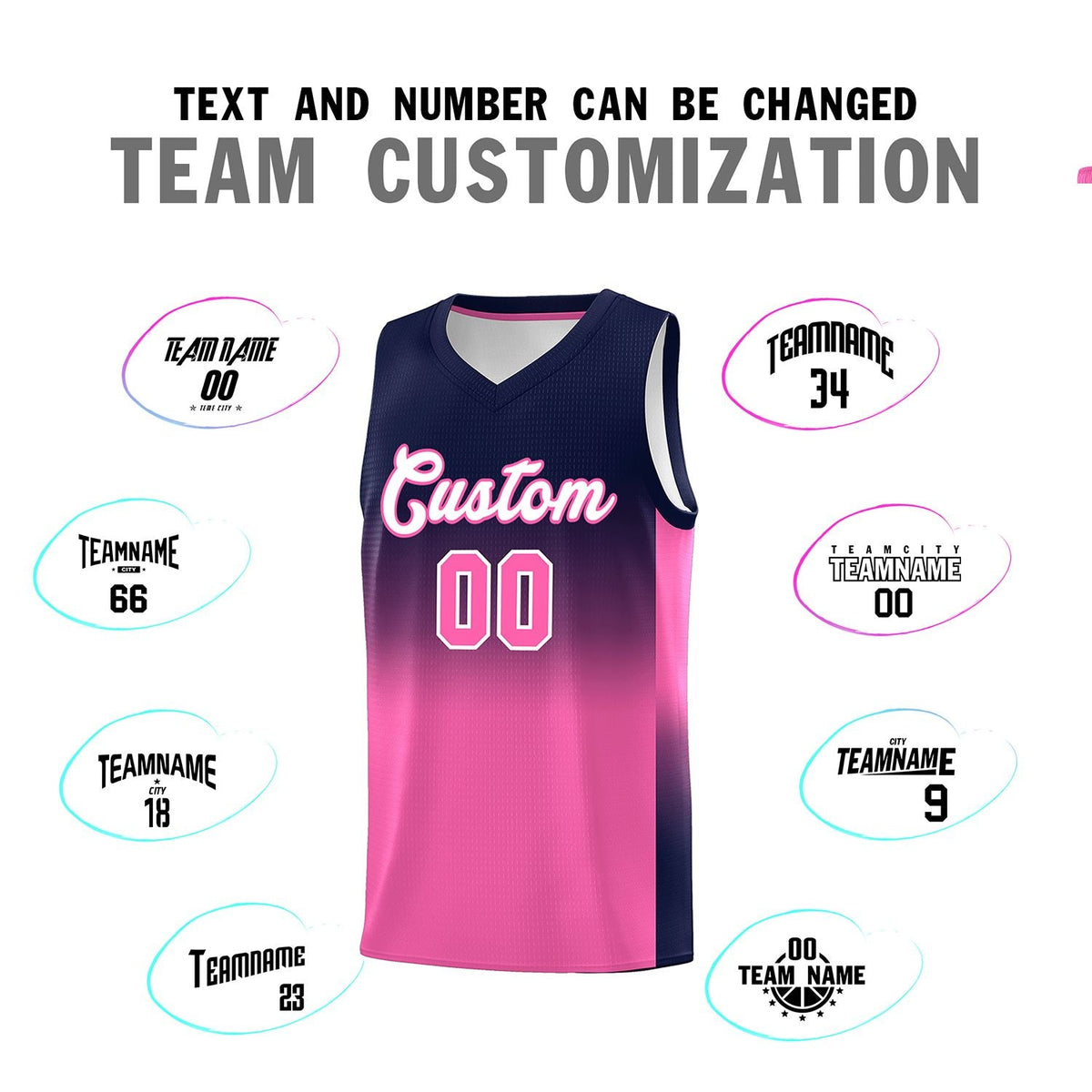 Custom Navy Pink Gradient Fashion Sets Sports Uniform Basketball Jersey