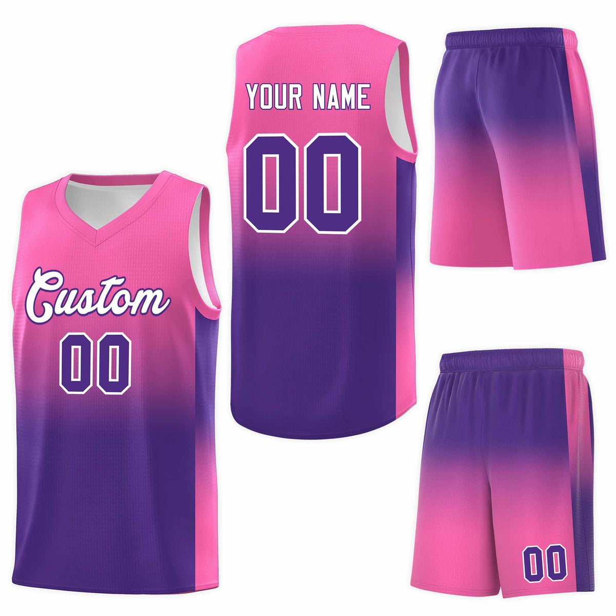 Custom Pink Purple Gradient Fashion Sets Sports Uniform Basketball Jersey