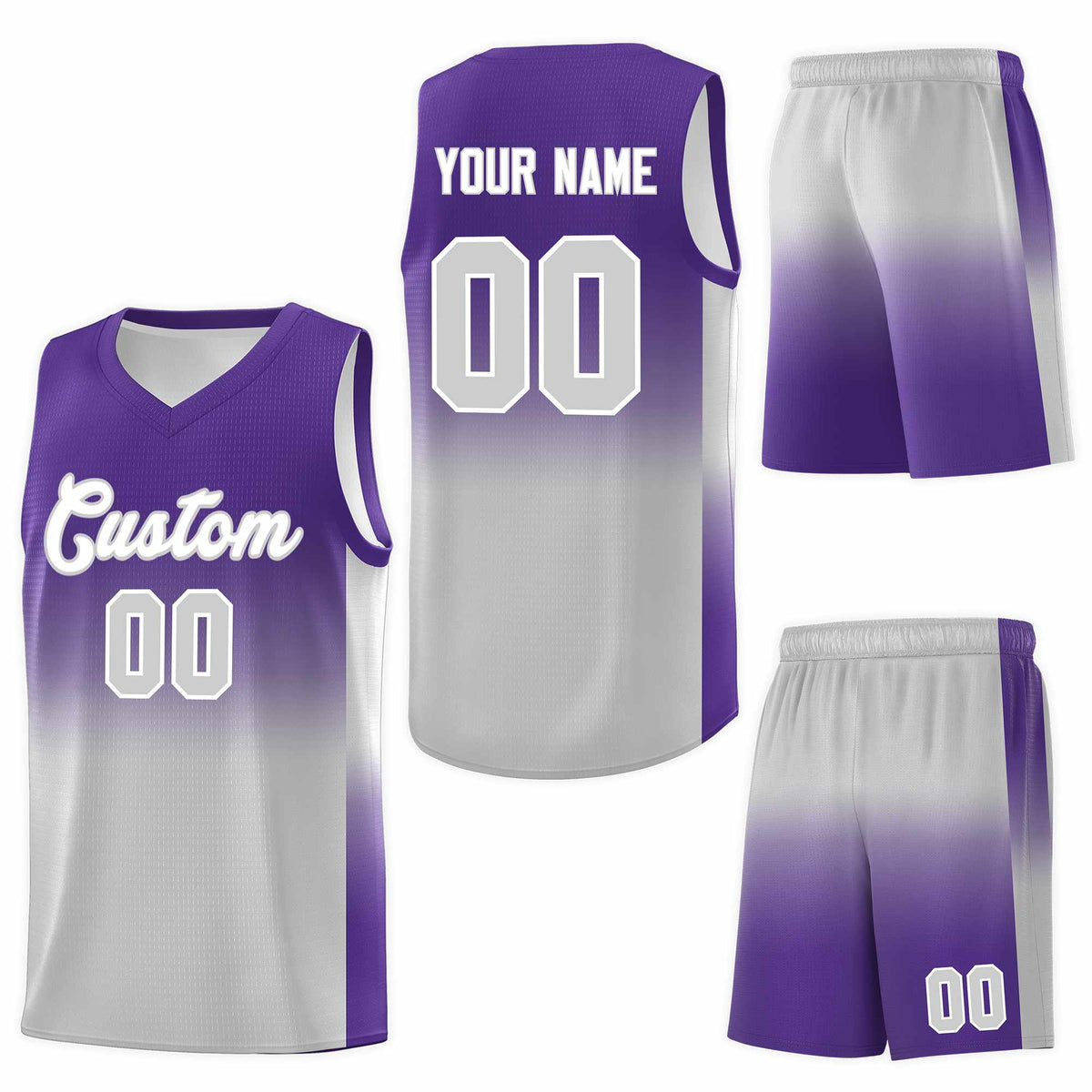 Custom Purple Gray Gradient Fashion Sets Sports Uniform Basketball Jersey