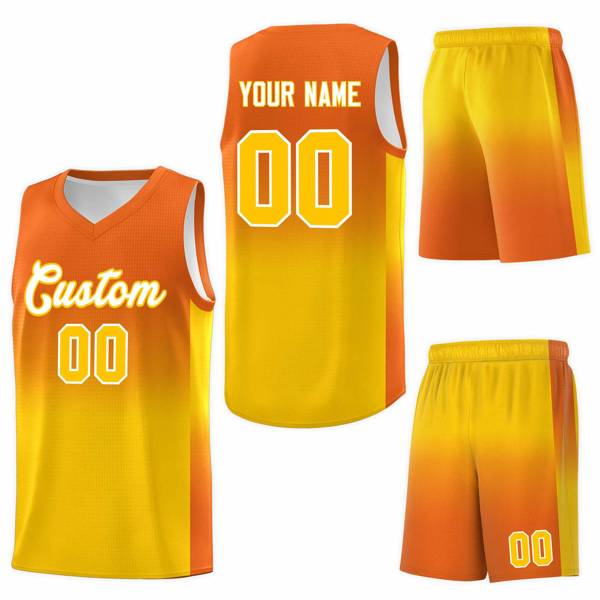Custom Orange Gold Gradient Fashion Sets Sports Uniform Basketball Jersey