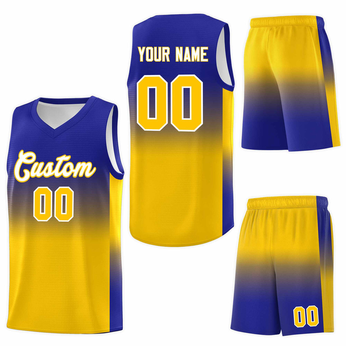 Custom Royal Gold Gradient Fashion Sets Sports Uniform Basketball Jersey