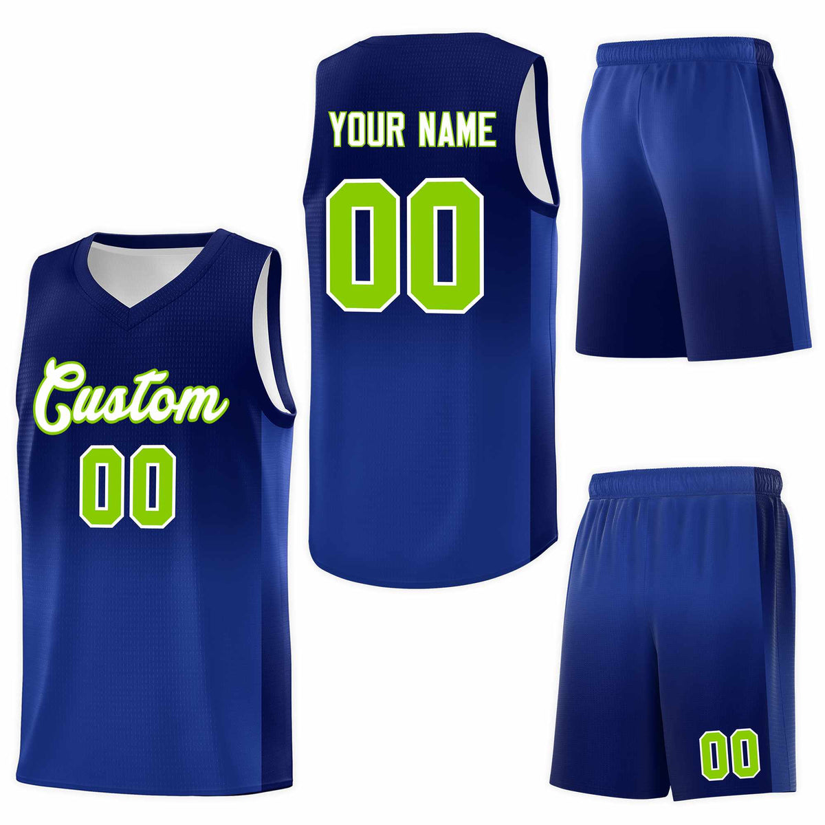 Custom Navy Royal Gradient Fashion Sets Sports Uniform Basketball Jersey