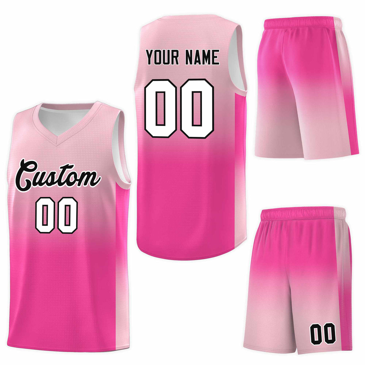 Custom Light Pink Pink Gradient Fashion Sets Sports Uniform Basketball Jersey