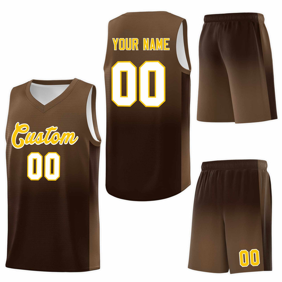 Custom Light Brown Brown Gradient Fashion Sets Sports Uniform Basketball Jersey